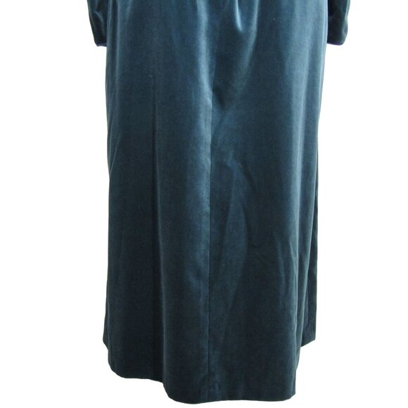 VTG LAURA ASHLEY S M Velour Velvet Whimsigoth Goth Witchy Midi Maxi Teal Dress - Picture 7 of 11